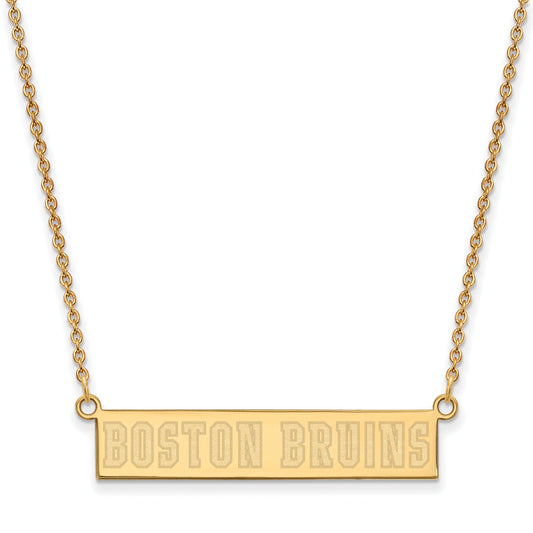 Gold Plated Sterling Silver Nhl Logoart Boston Bruins Small Bar 18 Inch Necklace