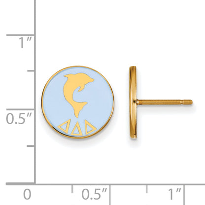 Gold Plated Sterling Silver Logoart Delta Sorority Symbol Color Enamel Post Earrings