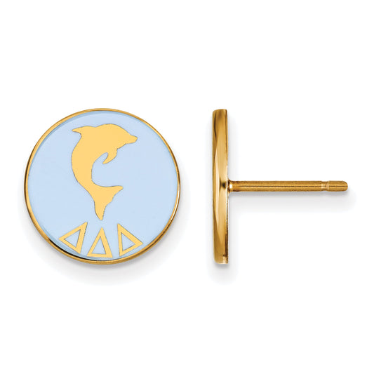 Gold Plated Sterling Silver Logoart Delta Sorority Symbol Color Enamel Post Earrings