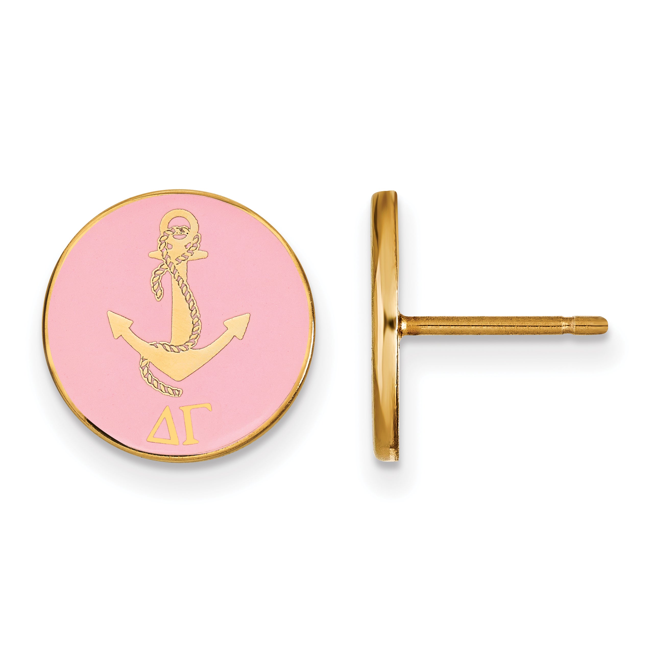 Gold Plated Sterling Silver Logoart Delta Gamma Sorority Symbol Color Enamel Post Earrings