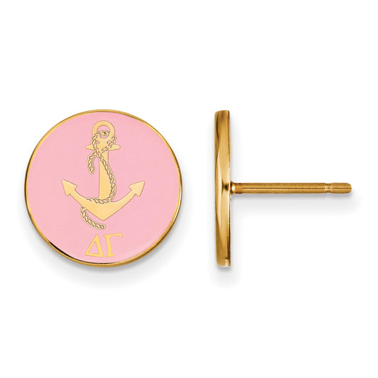 Gold Plated Sterling Silver Logoart Delta Gamma Sorority Symbol Color Enamel Post Earrings