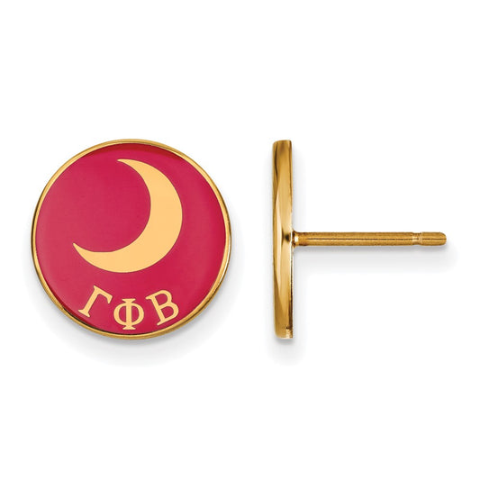 Gold Plated Sterling Silver Logoart Gamma Phi Beta Sorority Symbol Color Enamel Post Earrings