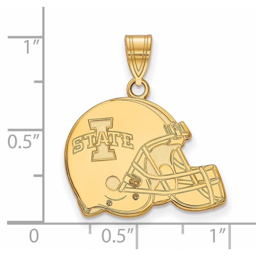 10K Yellow Gold Logoart Iowa State University Football Helmet Pendant