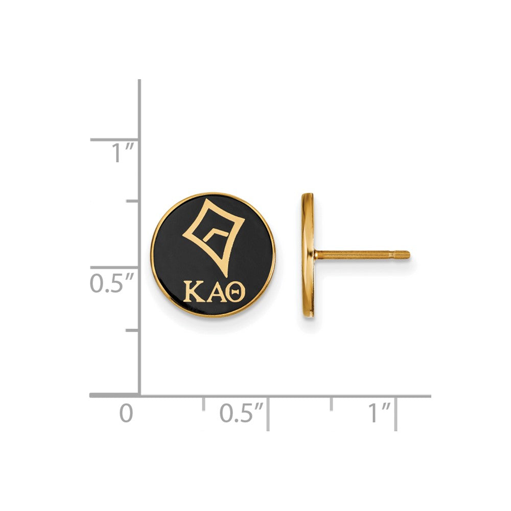 Gold Plated Sterling Silver Logoart Kappa Alpha Theta Sorority Symbol Color Enamel Post Earrings