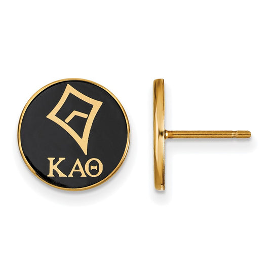 Gold Plated Sterling Silver Logoart Kappa Alpha Theta Sorority Symbol Color Enamel Post Earrings