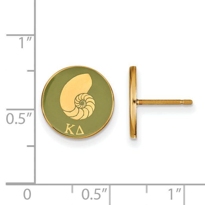 Gold Plated Sterling Silver Logoart Kappa Delta Sorority Symbol Color Enamel Post Earrings