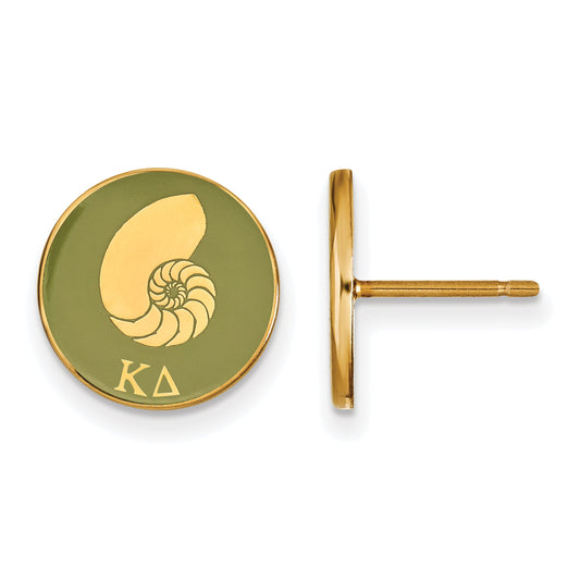 Gold Plated Sterling Silver Logoart Kappa Delta Sorority Symbol Color Enamel Post Earrings