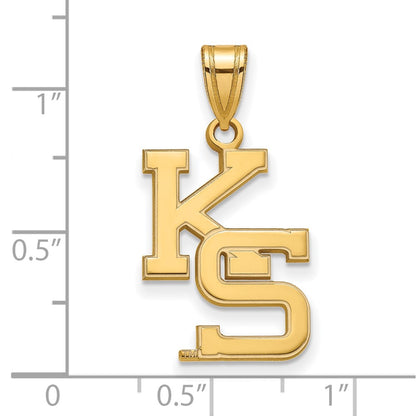 Gold Plated Sterling Silver Logoart Kansas State University K S Large Pendant