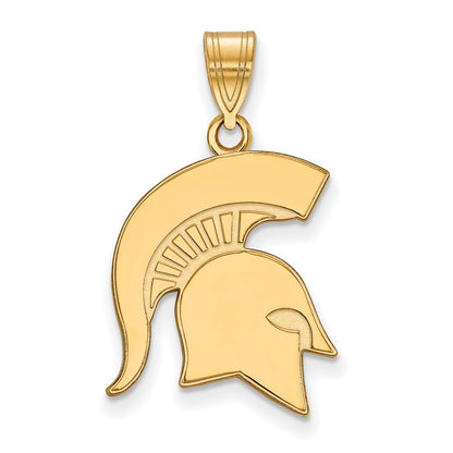 14K Yellow Gold Logoart Michigan State University Spartan Large Pendant
