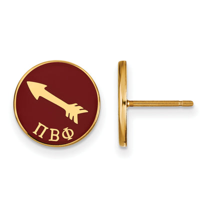 Gold Plated Sterling Silver Logoart Pi Beta Phi Sorority Symbol Color Enamel Post Earrings