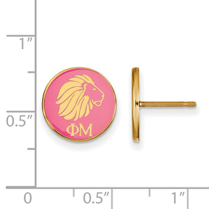 Gold Plated Sterling Silver Logoart Phi Mu Sorority Symbol Color Enamel Post Earrings