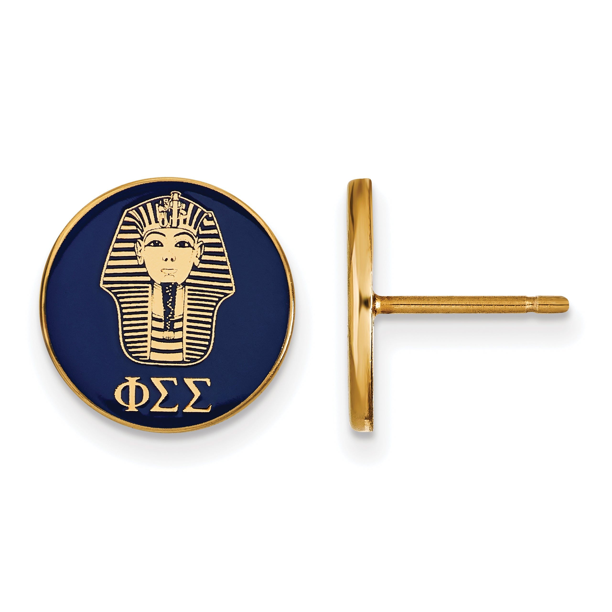 Gold Plated Sterling Silver Logoart Phi Sigma Sorority Symbol Color Enamel Post Earrings