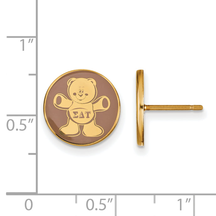 Gold Plated Sterling Silver Logoart Sigma Delta Tau Sorority Symbol Color Enamel Post Earrings
