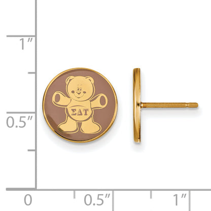 Gold Plated Sterling Silver Logoart Sigma Delta Tau Sorority Symbol Color Enamel Post Earrings