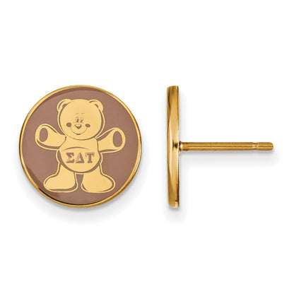 Gold Plated Sterling Silver Logoart Sigma Delta Tau Sorority Symbol Color Enamel Post Earrings