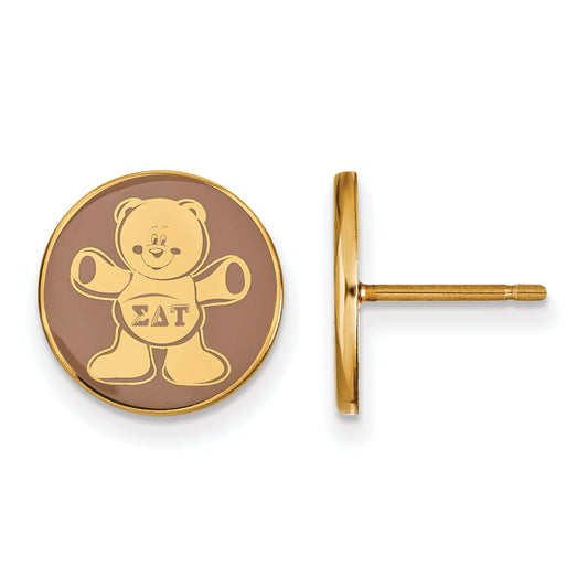 Gold Plated Sterling Silver Logoart Sigma Delta Tau Sorority Symbol Color Enamel Post Earrings