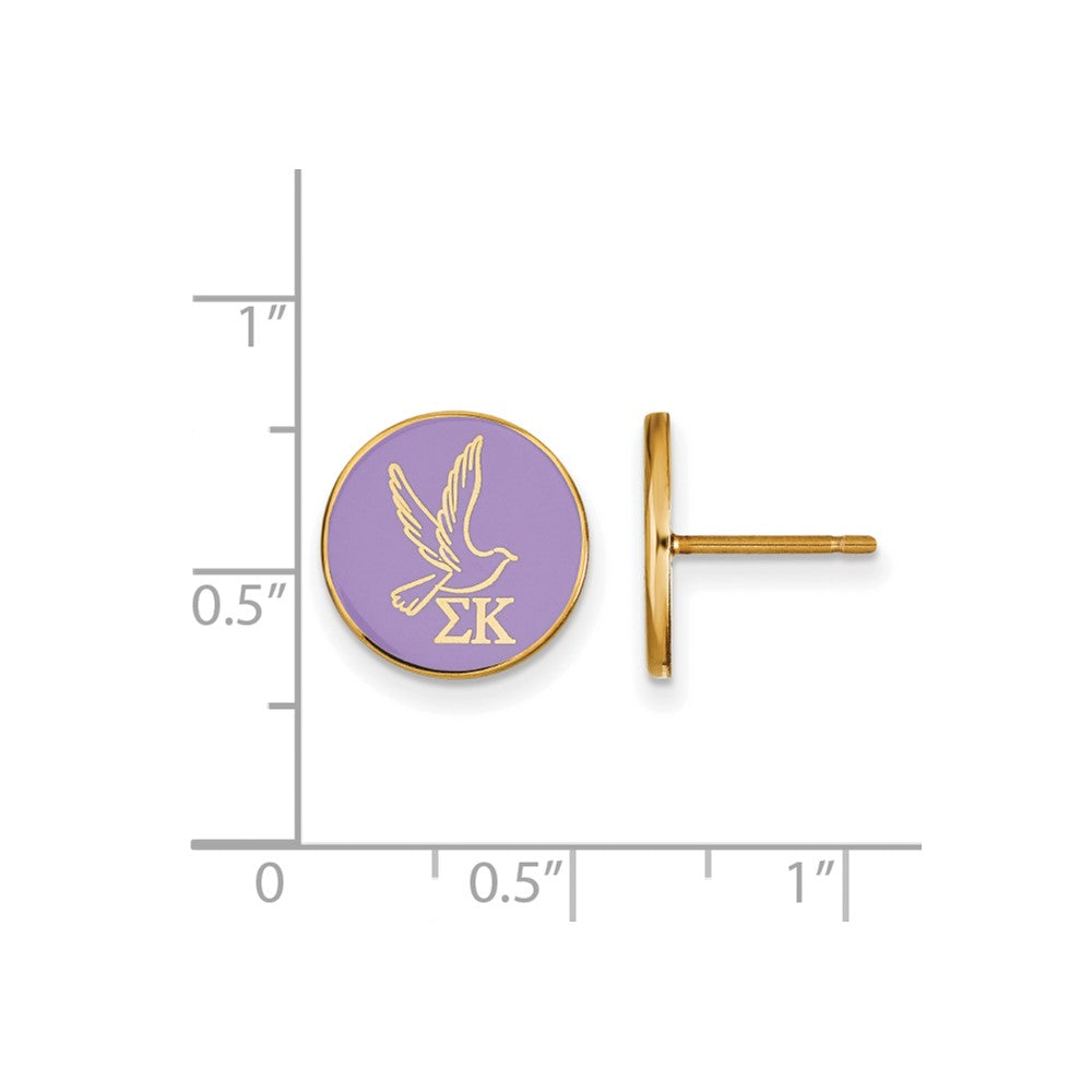 Gold Plated Sterling Silver Logoart Sigma Kappa Sorority Symbol Color Enamel Post Earrings