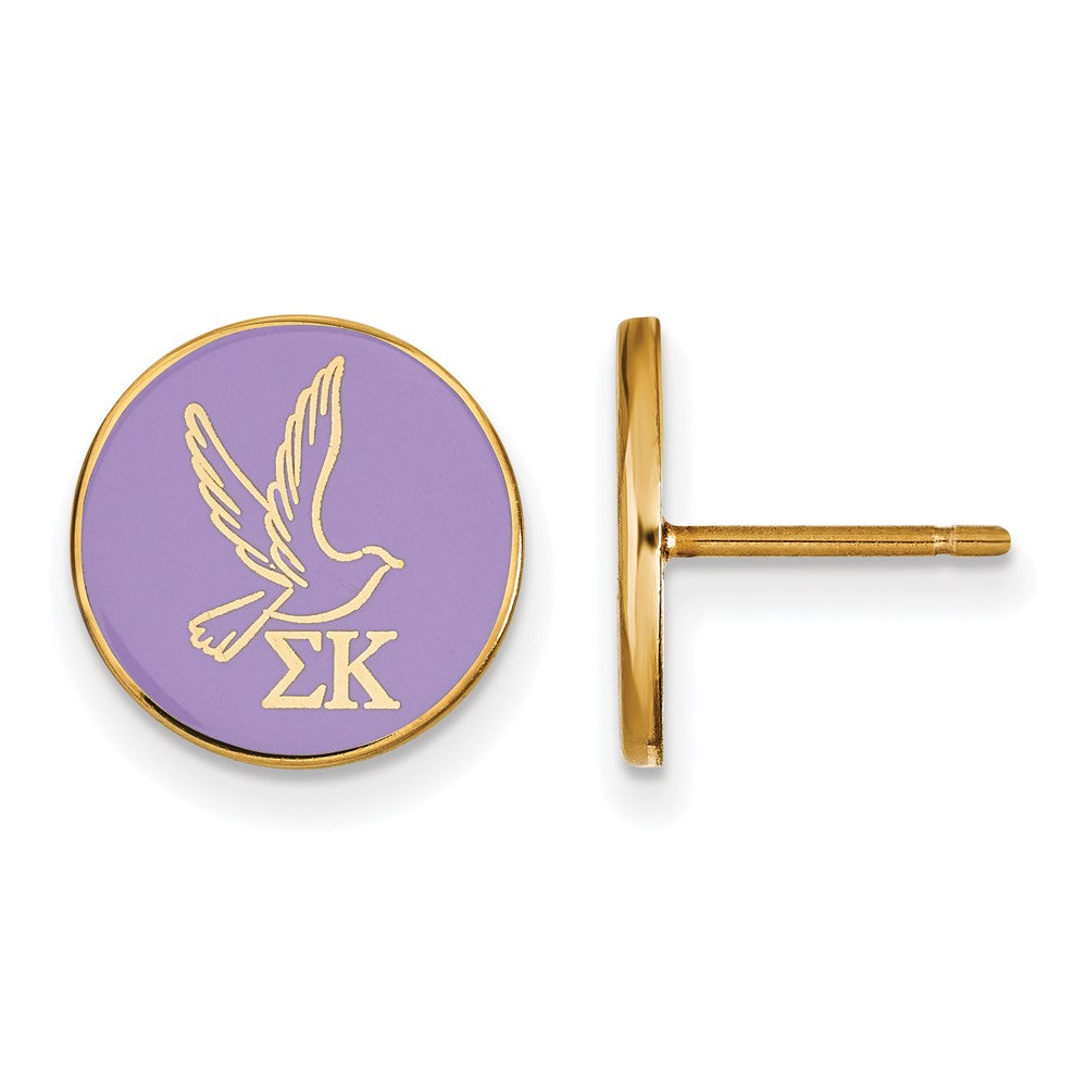 Gold Plated Sterling Silver Logoart Sigma Kappa Sorority Symbol Color Enamel Post Earrings