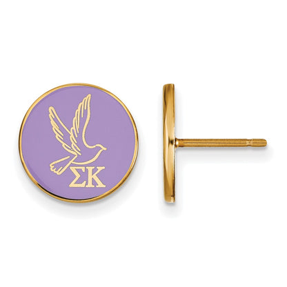 Gold Plated Sterling Silver Logoart Sigma Kappa Sorority Symbol Color Enamel Post Earrings