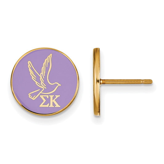Gold Plated Sterling Silver Logoart Sigma Kappa Sorority Symbol Color Enamel Post Earrings
