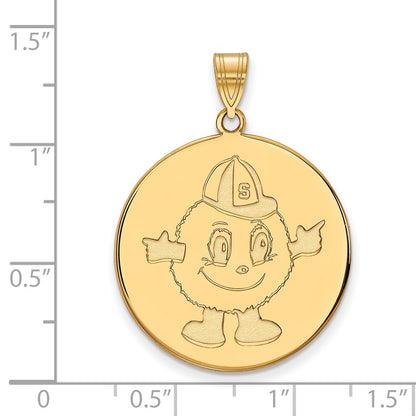 14K Yellow Gold Logoart Syracuse University Mascot Extra Large Disc Pendant