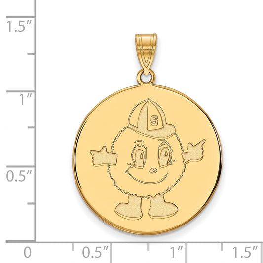 Gold Plated Sterling Silver Logoart Syracuse University Mascot Extra Large Disc Pendant