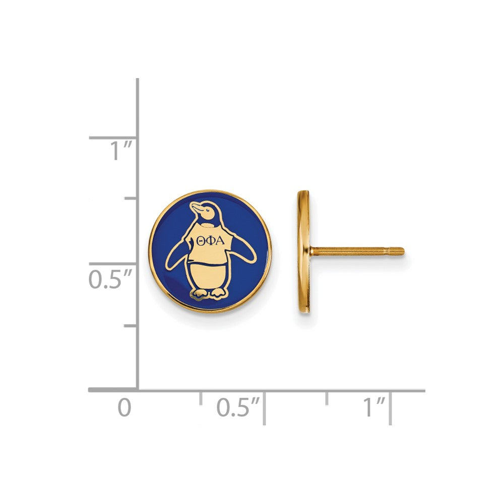 Gold Plated Sterling Silver Logoart Theta Phi Alpha Sorority Symbol Color Enamel Post Earrings