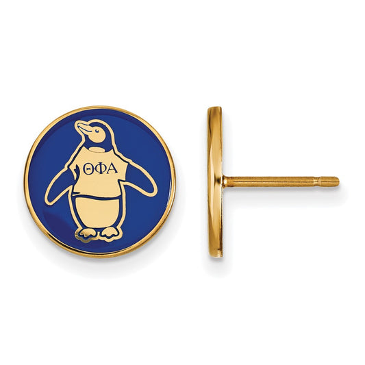 Gold Plated Sterling Silver Logoart Theta Phi Alpha Sorority Symbol Color Enamel Post Earrings