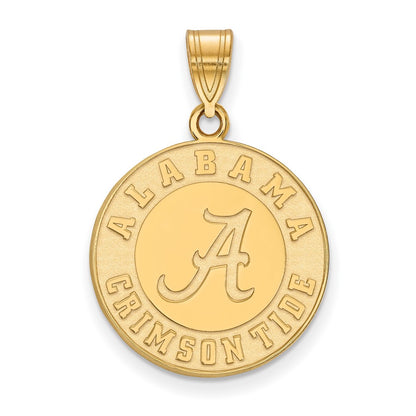 10K Yellow Gold Logoart University Of Alabama Crimson Tide Large Disc Pendant
