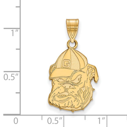 Gold Plated Sterling Silver Logoart University Of Georgia Bulldog Large Pendant