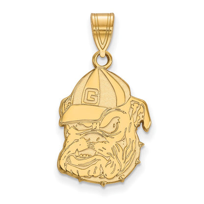 Gold Plated Sterling Silver Logoart University Of Georgia Bulldog Large Pendant