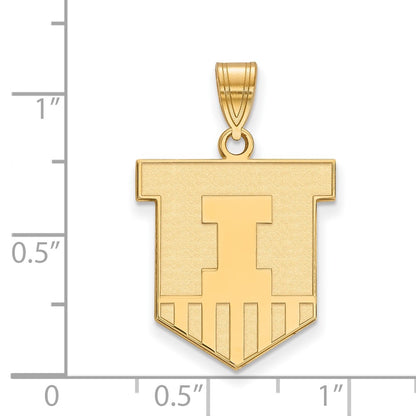 Gold Plated Sterling Silver Logoart University Of Illinois Victory Badge Large Pendant