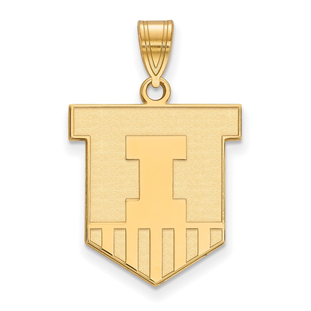 14K Yellow Gold Logoart University Of Illinois Victory Badge Large Pendant