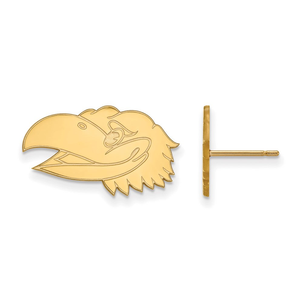 10K Yellow Gold Logoart University Of Kansas Jayhawk Small Post Earrings