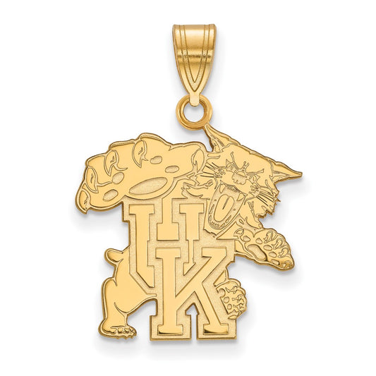 14K Yellow Gold Logoart University Of Kentucky U K Wildcat Large Pendant