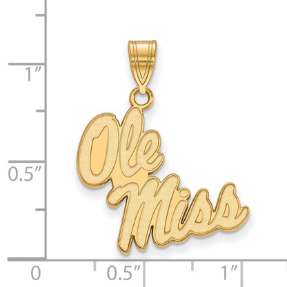 10K Yellow Gold Logoart University Of Mississippi Ole Miss Large Pendant