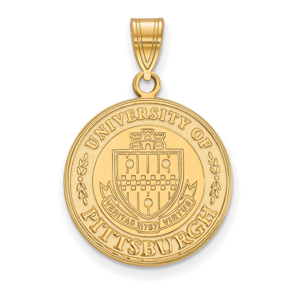 Gold Plated Sterling Silver Logoart University Of Pittsburgh Large Crest Pendant