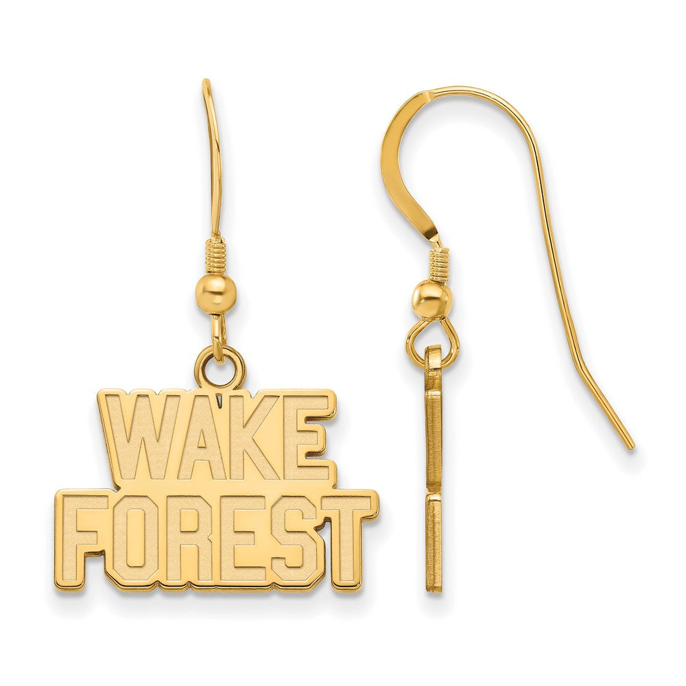 Gold Plated Sterling Silver Logoart Wake Forest University W F Small Dangle Wire Earrings