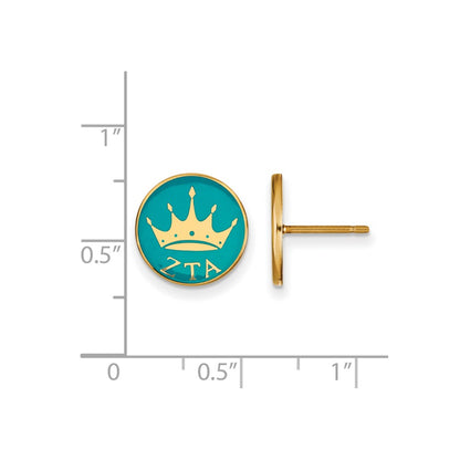 Gold Plated Sterling Silver Logoart Zeta Tau Alpha Sorority Symbol Color Enamel Post Earrings