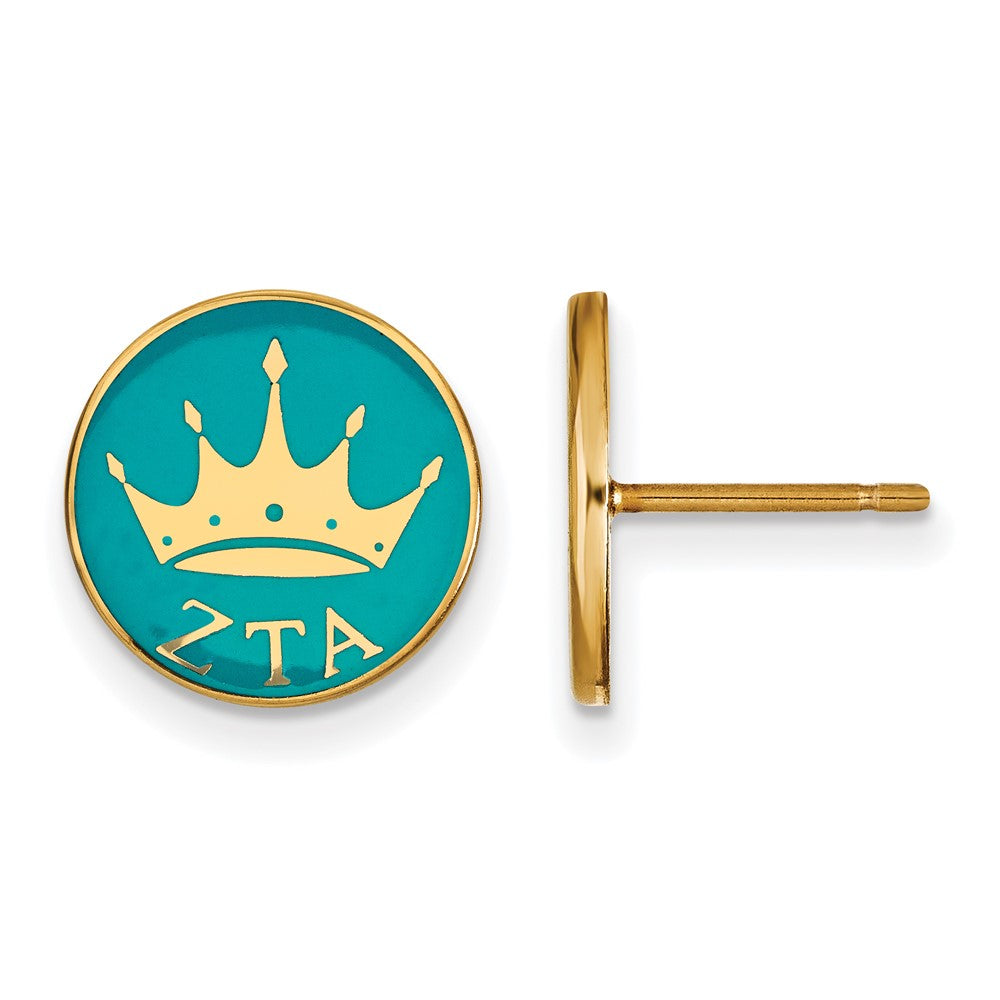 Gold Plated Sterling Silver Logoart Zeta Tau Alpha Sorority Symbol Color Enamel Post Earrings