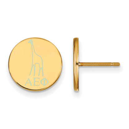Gold Plated Sterling Silver Logoart Alpha Epsilon Phi Sorority Symbol Color Enamel Post Earrings