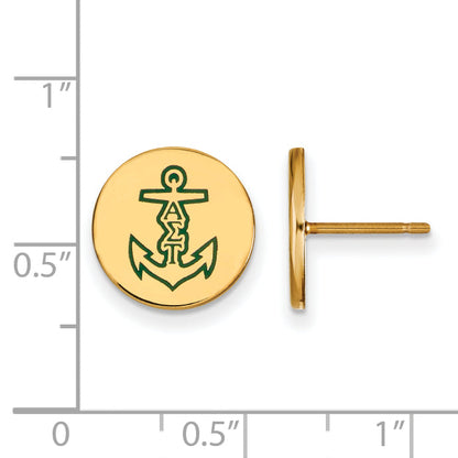 Gold Plated Sterling Silver Logoart Alpha Sigma Tau Sorority Symbol Color Enamel Post Earrings