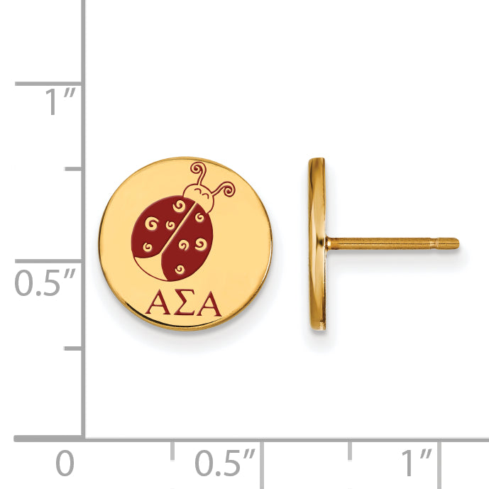 Gold Plated Sterling Silver Logoart Alpha Sigma Sorority Symbol Color Enamel Post Earrings
