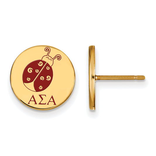 Gold Plated Sterling Silver Logoart Alpha Sigma Sorority Symbol Color Enamel Post Earrings