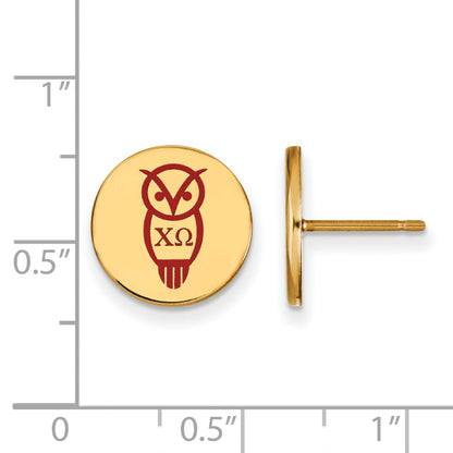Gold Plated Sterling Silver Logoart Chi Omega Sorority Symbol Color Enamel Post Earrings