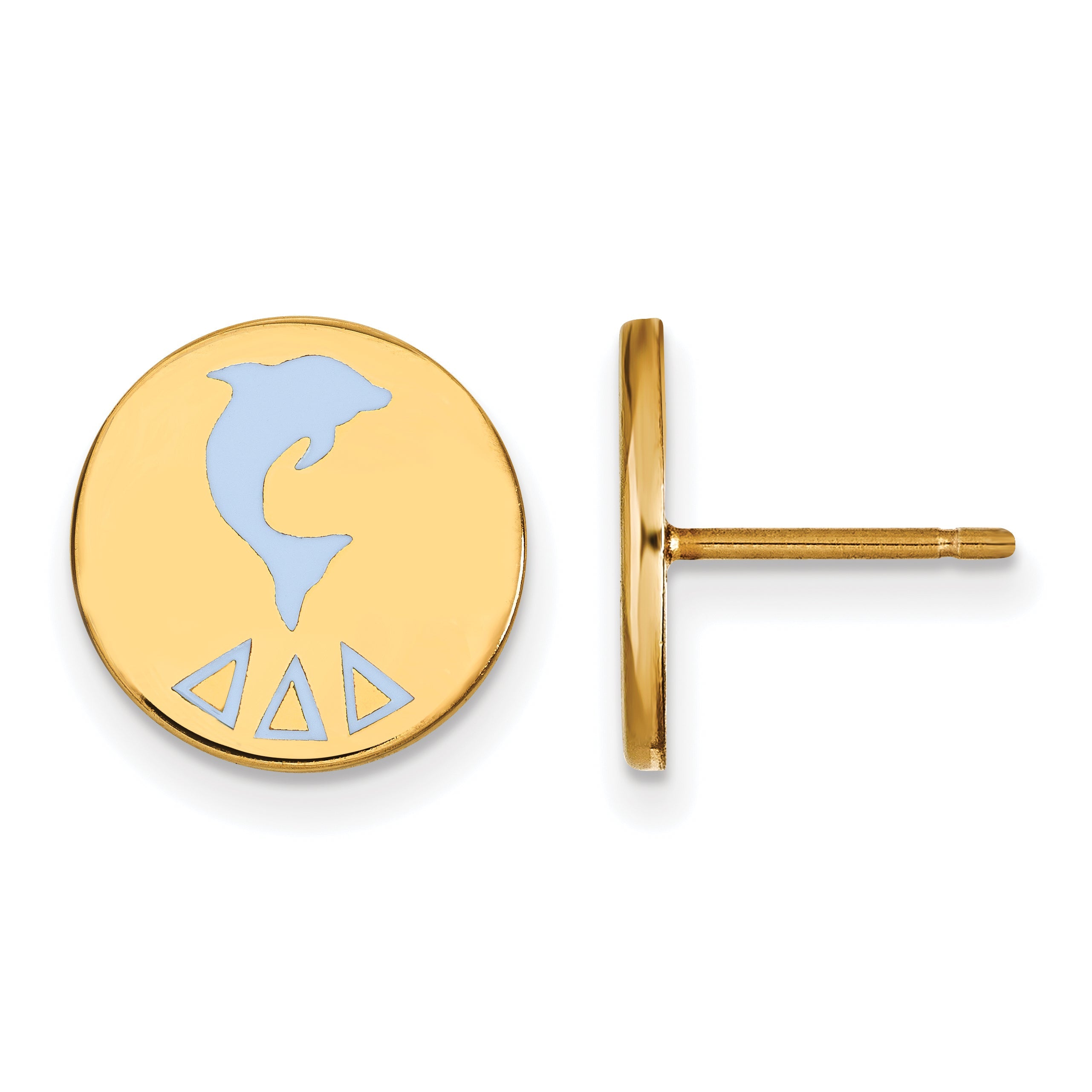 Gold Plated Sterling Silver Logoart Delta Sorority Symbol Color Enamel Post Earrings