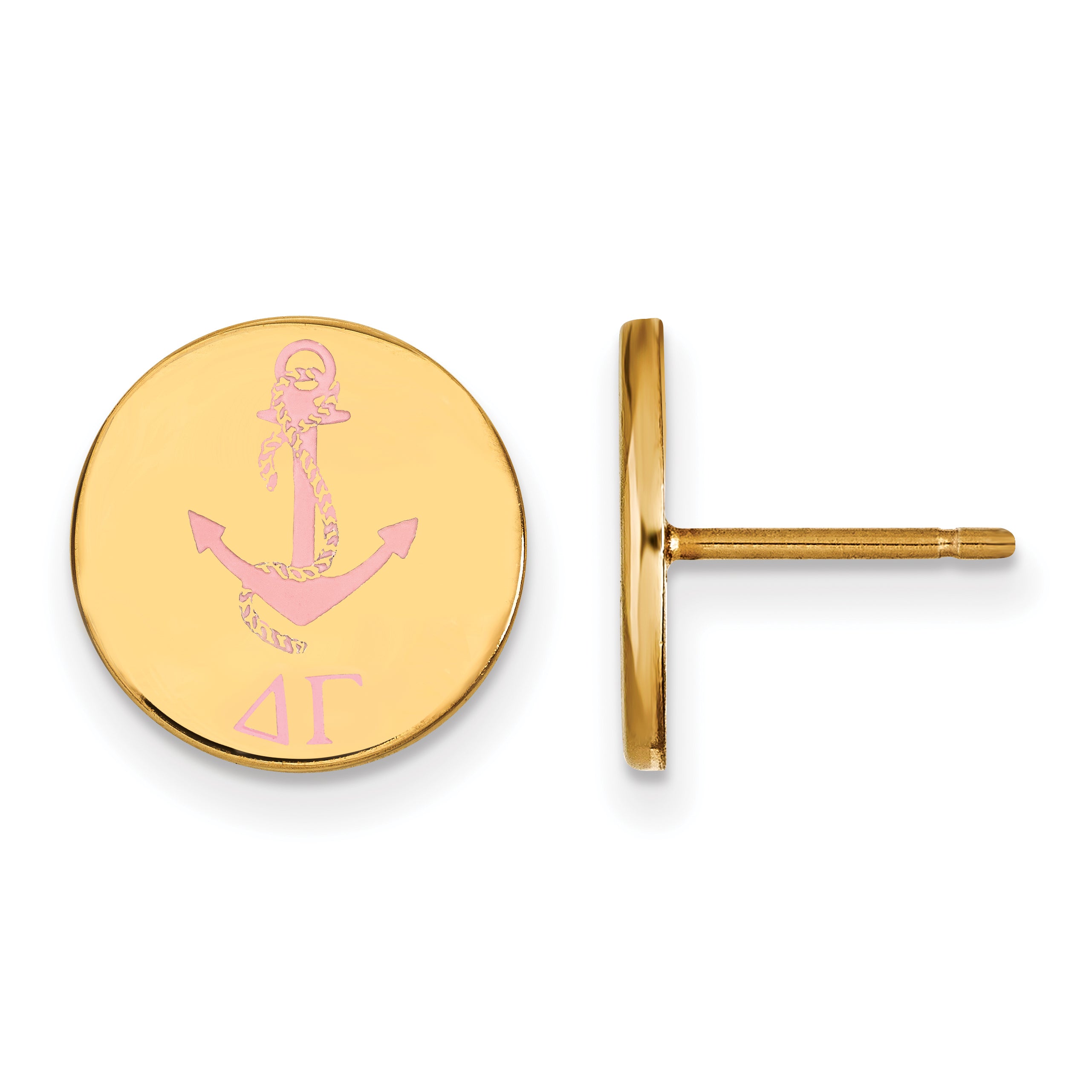 Gold Plated Sterling Silver Logoart Delta Gamma Sorority Symbol Color Enamel Post Earrings