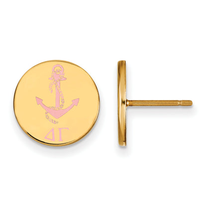Gold Plated Sterling Silver Logoart Delta Gamma Sorority Symbol Color Enamel Post Earrings