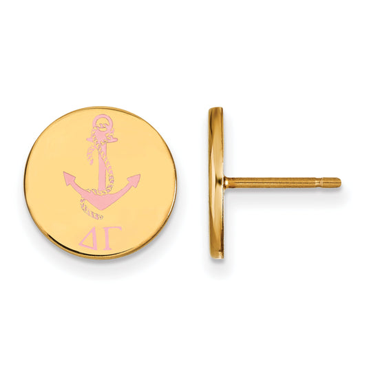 Gold Plated Sterling Silver Logoart Delta Gamma Sorority Symbol Color Enamel Post Earrings