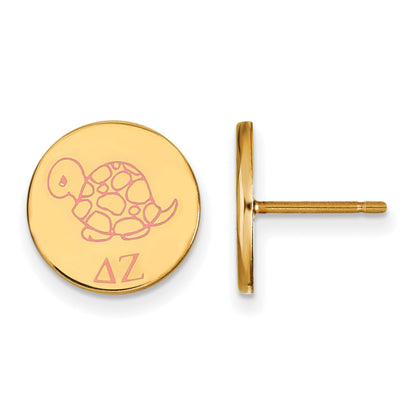 Gold Plated Sterling Silver Logoart Delta Zeta Sorority Symbol Color Enamel Post Earrings